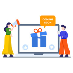 
Wrapped gifts inside a computer, product promotion concept 
