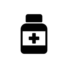 Medicine bottle icon. Medicine Drug bottle. Web design icon. Pharmacy drug icon. Health care icon. Pharmaceutical bottle Vector EPS