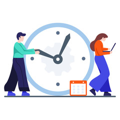 
Design of stopwatch in modern flat vector, time management concept 
