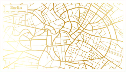 Berlin Germany City Map in Retro Style in Golden Color. Outline Map.