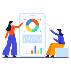 
Infographic chart isnie a mobile, trend analysis flat vector style 
