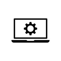 laptop and gear icon. Vector web design