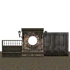 3d brick wall with round window