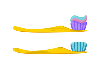 Bamboo toothbrush. Eco item for those who do not want to use plastic. Isolated vector illustration in cartoon style