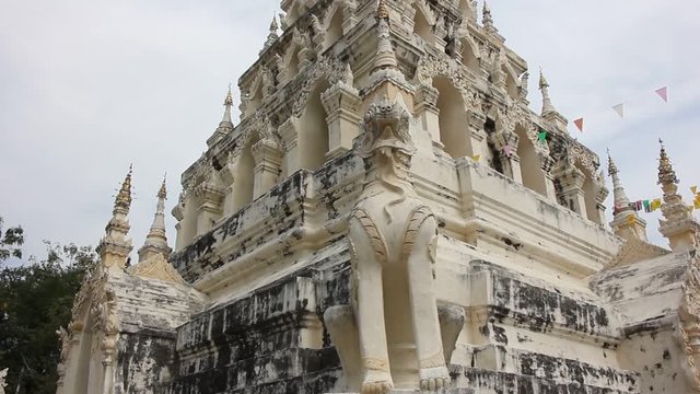 
White Pagota in Chiangmai Thailand , Wat Chedi Liam, chiangmai