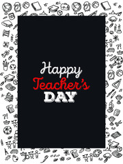 Set of Hand draw Teacher's day Doodle backgrounds. Objects from a Teacher's life.