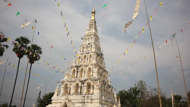 
White Pagota in Chiangmai Thailand , Wat Chedi Liam, chiangmai
