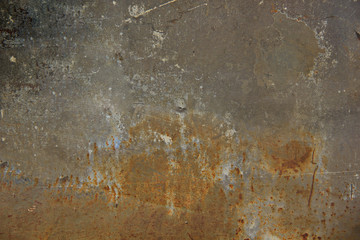 Еexture of rusty iron, cracked paint on an old metallic surface, sheet of rusty metal with cracked and flaky paint, abstract rusty metal texture. Horizontal
