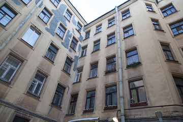 Facade of vintage classical building in Saint Petersburg