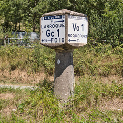 Obraz premium Lost in France. The road to Foix. Rural highway directions