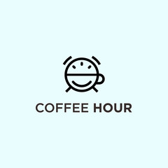 Abstract coffee logo. Clock icon