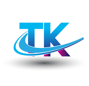 initial letter TK logotype company name colored blue and magenta swoosh design. vector logo for business and company identity.