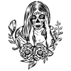 Scared beautiful of a day of the dead face art