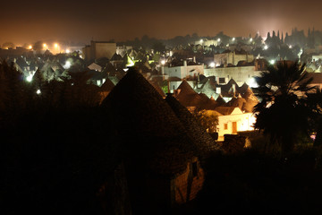 Alberobello, Italy - October 6, 2010: the characteristic houses called trulli