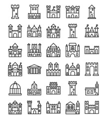 Castles‌ ‌Line‌ ‌Icons‌ ‌
