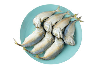 Die cut steamed mackerel fish, in the thai market.