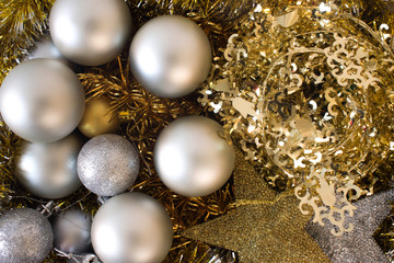 gold colored and silver colored christmas decoration 