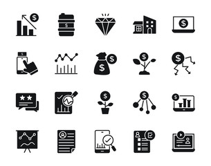Financial Investment Glyph Icons 