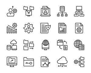 Data Organization Line Icons