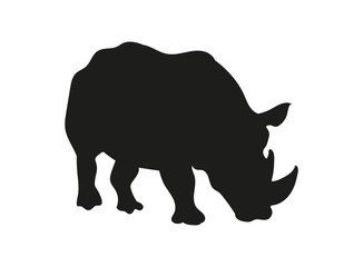 vector illustration of baby rhinoceros drawing silhouette, vector