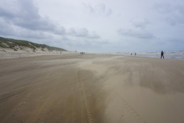Empty beach on a windy day in The Netherlands