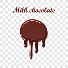 Chocolate drip splash. Liquid blot isolated white transparent background. Melt dessert spot. 3D realistic design stain element. Food decoration. Milk, dark chocolate splashing. Vector illustration