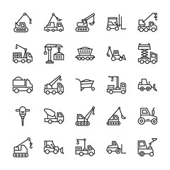 Heavy Machinery Line Vector Icons 
