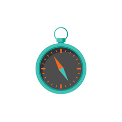 flat blue and black compass icon isolated on white. compass traveler sign.