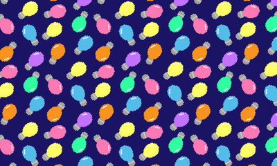 ピクセル　電球　ひらめき　カラフル　シームレス　パターン　pixel art light bulb ideas seamless pattern