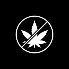 Ban leaf marijuana icon isolated on dark background