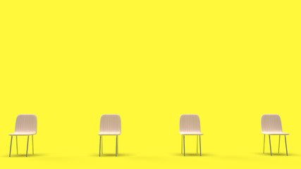Chair distance for social distancing content 3d rendering..