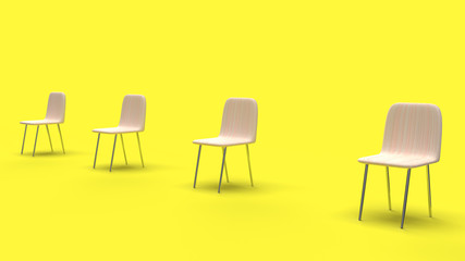Chair distance for social distancing content 3d rendering..