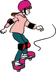 ブレイブボードで遊ぶ女の子のイラスト