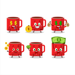 Glass of coffee cartoon character with cute emoticon bring money