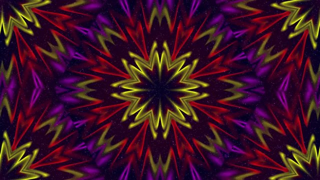 Multicolored kaleidoscope sequence templates. 4k abstract motion graphics. Fractal animation. Beautiful bright ornament. Seamless loop