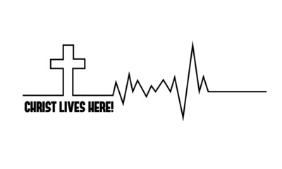 Christ Lives Here, Christian faith, Typography for print or use as poster, card, flyer or T Shirt