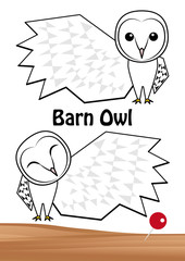 フクロウ お洒落なメンフクロウのミニレター イラスト セット (ポストカード) ベクター