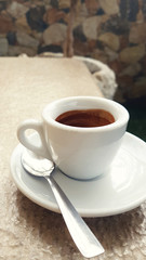 Cup of espresso caffee on a table