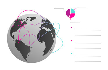 Charts on the dark gray map background vector illustration 