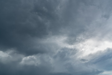 Dark dramatic sky and clouds. Background for death and sad concept. Gray sky and fluffy white...