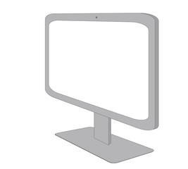 斜めのデスクトップパソコンの単体素材