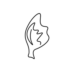Vector lettuce leaf with a black line.Simple food and cooking illustration in doodle style on a white isolated background hand drawn.Design for social networks,web,advertising,banners,menus,recipes.