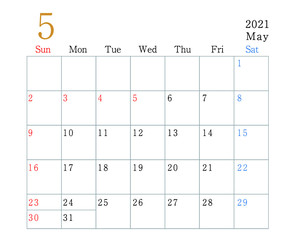 2021年　カレンダー　5月