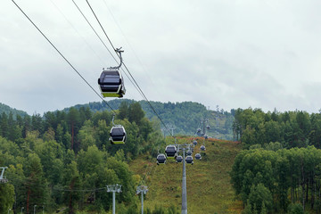 cable car in the mountains.