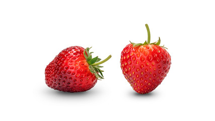 Red strawberry fruit on a white background.
