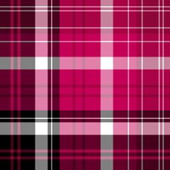 Seamless pattern in black, bright pink, purple and white colors for plaid, fabric, textile, clothes, tablecloth and other things. Vector image.