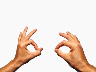 OK hand gesture isolated on white background
