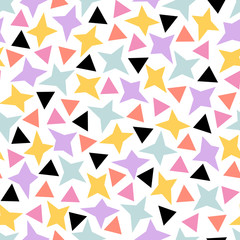 Fototapeta na wymiar Vector seamless pattern in applique style with colorful stars
