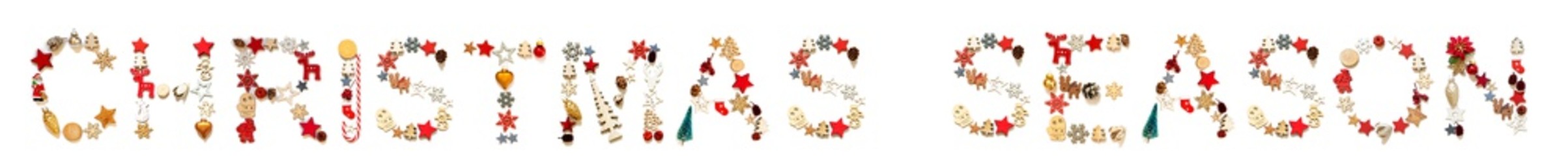 Naklejka premium Colorful Christmas Decoration Letter Building Word Christmas Season