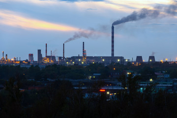 Fototapeta na wymiar refinery lights on blue sky background